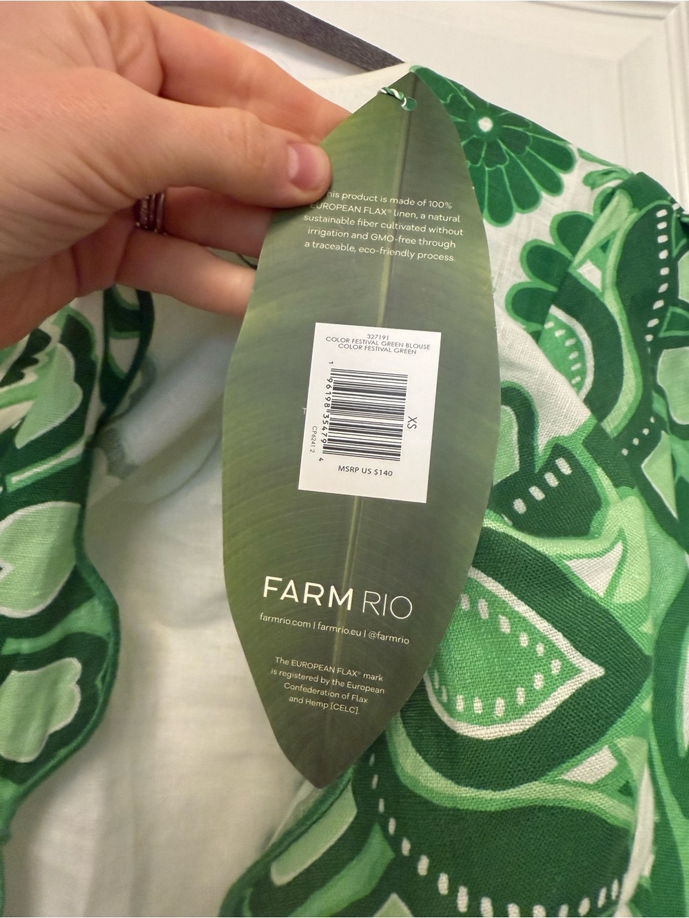 NWT Farm Rio Color Festival Green Blouse Size XS - Picture 8 of 8